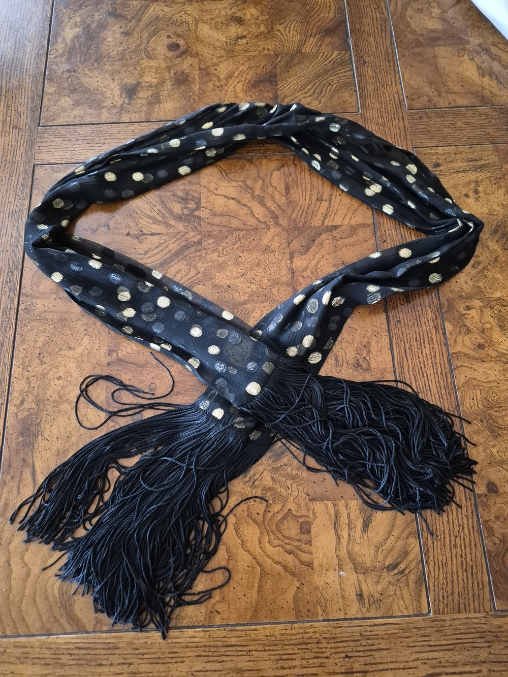 Black & Gold Polka Dot Scarf Wrap - Picture 2 of 3